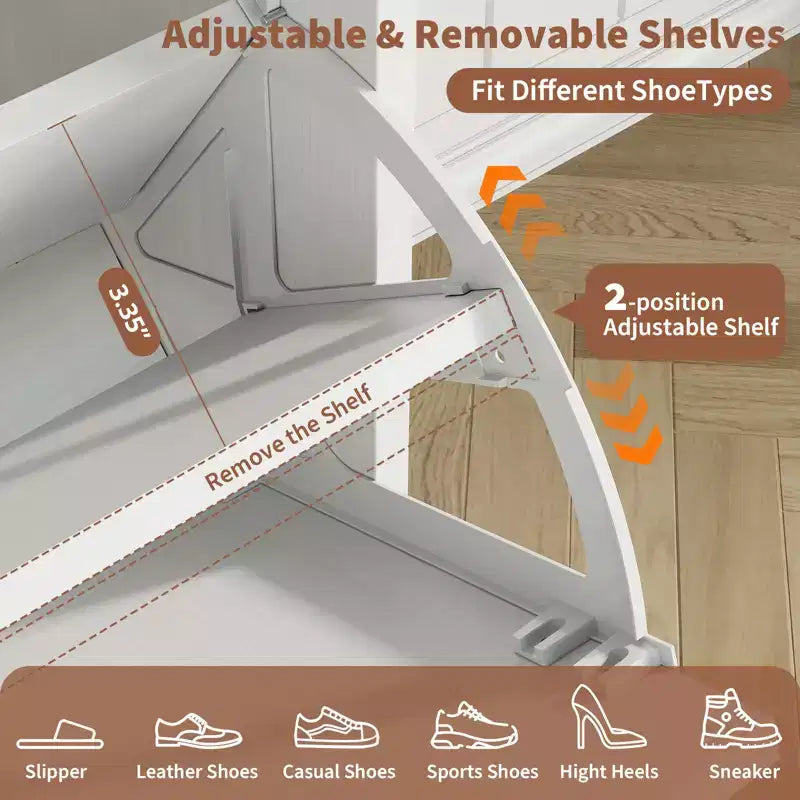 41Meuble à chaussures avec 4 tiroirs basculants, meuble à chaussures moderne style ferme avec étagères réglables, organisateur autoportant étroit pour salon, chambre à coucher