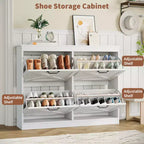 41Meuble à chaussures avec 4 tiroirs basculants, meuble à chaussures moderne style ferme avec étagères réglables, organisateur autoportant étroit pour salon, chambre à coucher