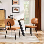 Chaises de bureau sans accoudoirs Bestier, chaises d'appoint de salon rembourrées de style moderne du milieu du siècle avec assise en similicuir