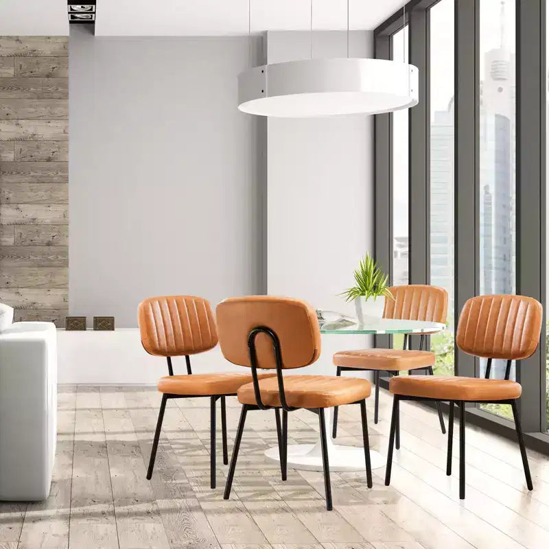 Chaises de bureau sans accoudoirs Bestier, chaises d'appoint de salon rembourrées de style moderne du milieu du siècle avec assise en similicuir