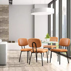 Chaises de bureau sans accoudoirs Bestier, chaises d'appoint de salon rembourrées de style moderne du milieu du siècle avec assise en similicuir