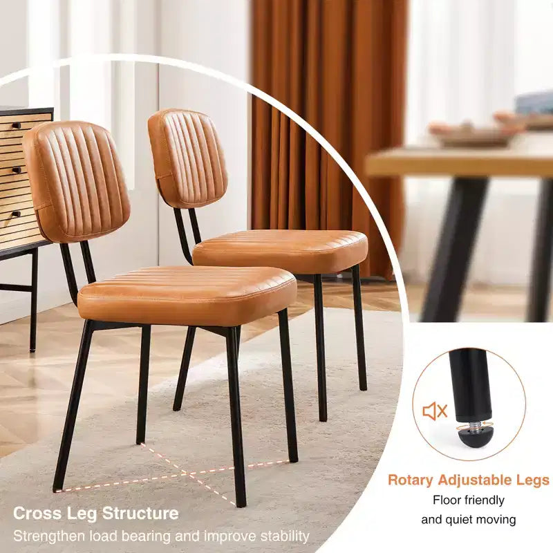 Chaises de bureau sans accoudoirs Bestier, chaises d'appoint de salon rembourrées de style moderne du milieu du siècle avec assise en similicuir