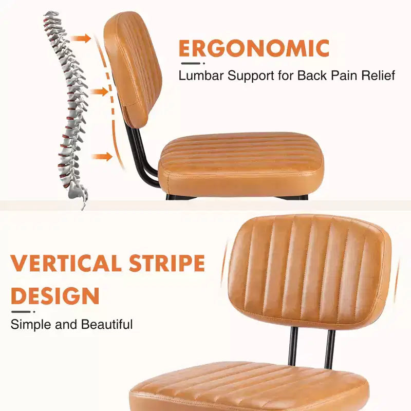 Chaises de bureau sans accoudoirs Bestier, chaises d'appoint de salon rembourrées de style moderne du milieu du siècle avec assise en similicuir