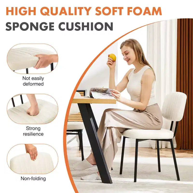Chaises de bureau sans accoudoirs Bestier, chaises d'appoint de salon rembourrées de style moderne du milieu du siècle avec assise en similicuir