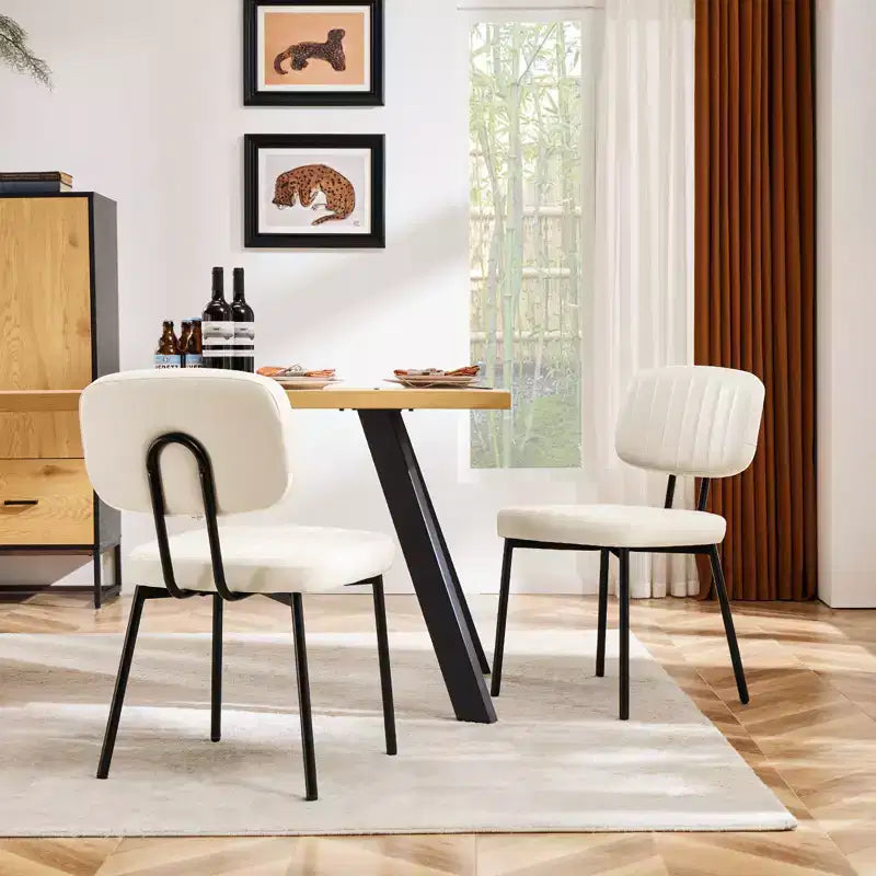Chaises de bureau sans accoudoirs Bestier, chaises d'appoint de salon rembourrées de style moderne du milieu du siècle avec assise en similicuir