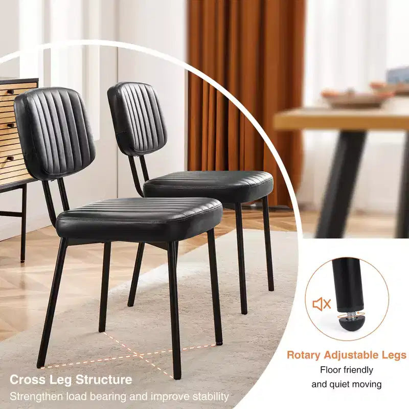 Chaises de bureau sans accoudoirs Bestier, chaises d'appoint de salon rembourrées de style moderne du milieu du siècle avec assise en similicuir