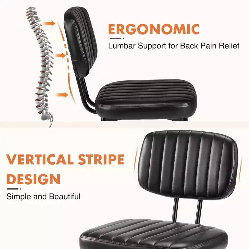 Chaises de bureau sans accoudoirs Bestier, chaises d'appoint de salon rembourrées de style moderne du milieu du siècle avec assise en similicuir