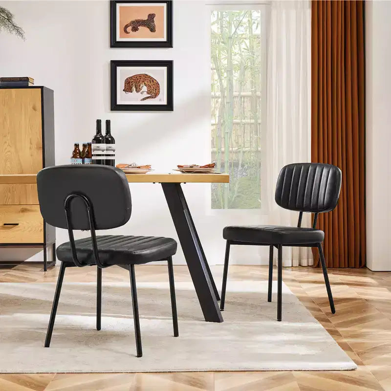 Chaises de bureau sans accoudoirs Bestier, chaises d'appoint de salon rembourrées de style moderne du milieu du siècle avec assise en similicuir