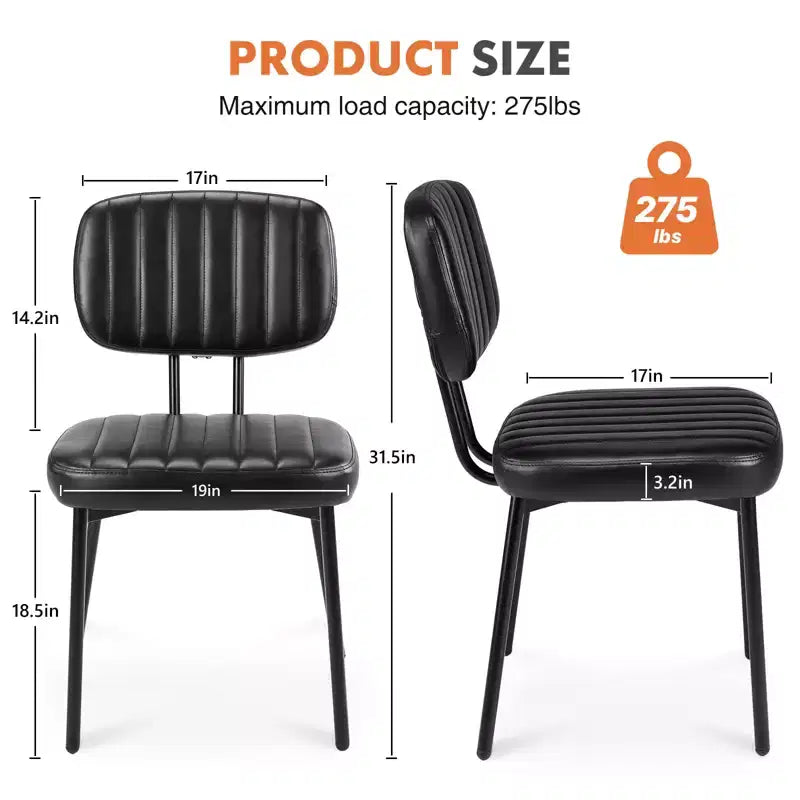 Chaises de bureau sans accoudoirs Bestier, chaises d'appoint de salon rembourrées de style moderne du milieu du siècle avec assise en similicuir
