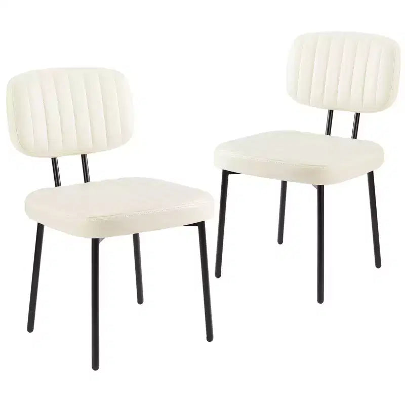 Chaises de bureau sans accoudoirs Bestier, chaises d'appoint de salon rembourrées de style moderne du milieu du siècle avec assise en similicuir