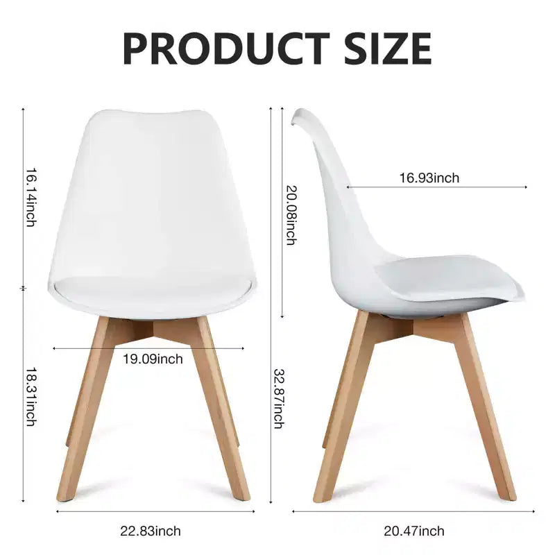 Chaises de bureau Bestier sans accoudoirs en cuir PU avec pieds en bois, lot de 4 pour bureau à domicile, salon