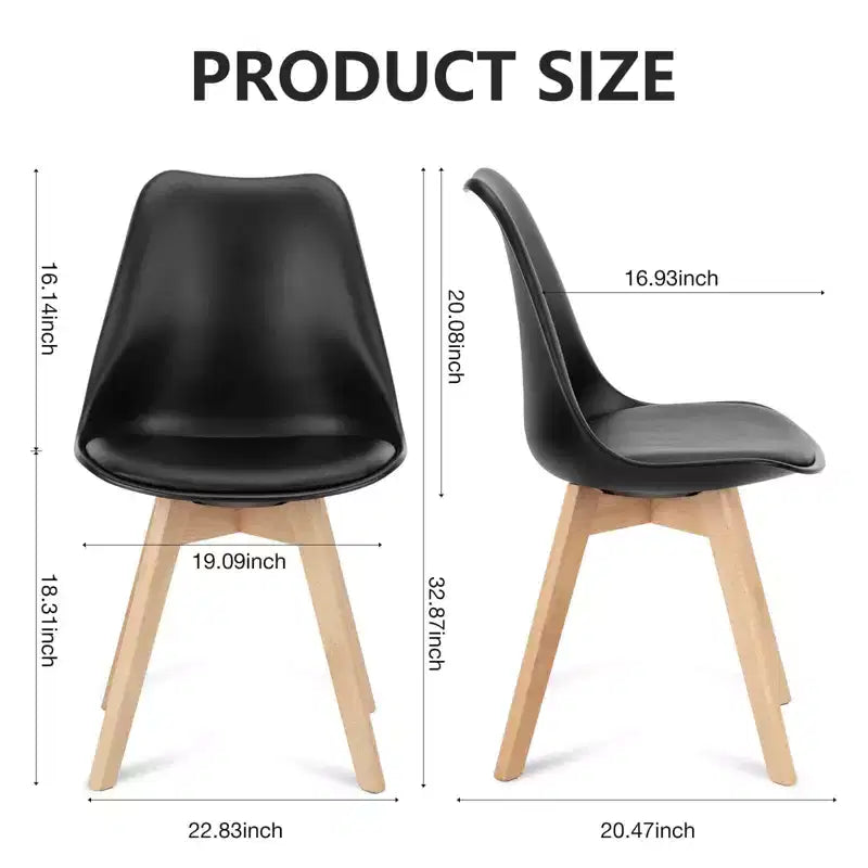 Chaises de bureau Bestier sans accoudoirs en cuir PU avec pieds en bois, lot de 4 pour bureau à domicile, salon