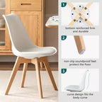 Chaises de bureau Bestier sans accoudoirs en cuir PU avec pieds en bois, lot de 4 pour bureau à domicile, salon