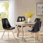 Bestier PU Leather Upholstered Armless Office Chairs with Wood Legs, Set of 4 for Home Office, Living Room