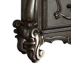 Table de chevet Royal Hampton à deux tiroirs avec pieds roulés surdimensionnés au fini platine antique