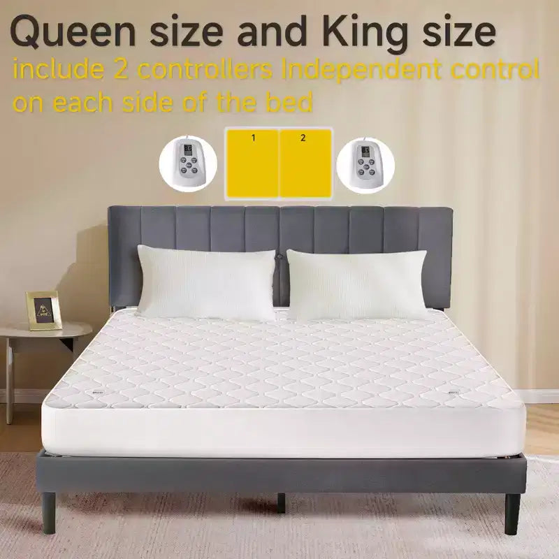 MAYEERTY Surmatelas Chauffant Extra Large Double Commande 12 Niveaux de Chaleur Arrêt Automatique 12 Heures
