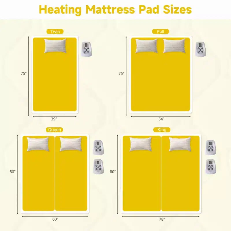MAYEERTY Surmatelas Chauffant Extra Large Double Commande 12 Niveaux de Chaleur Arrêt Automatique 12 Heures