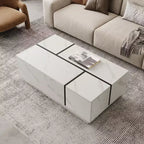 Table basse rectangulaire Bestier 47,2" avec plateau coulissant, 2 tiroirs et 2 rangements dissimulés pour salon