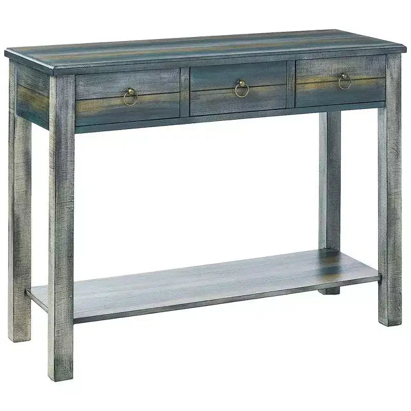 Console Table Royal Hampton, Chêne Antique et Bleu Sarcelle