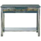 Console Table Royal Hampton, Chêne Antique et Bleu Sarcelle