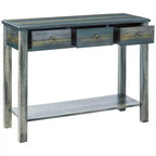 Console Table Royal Hampton, Chêne Antique et Bleu Sarcelle