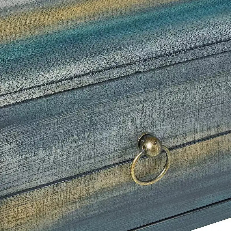 Console Table Royal Hampton, Chêne Antique et Bleu Sarcelle