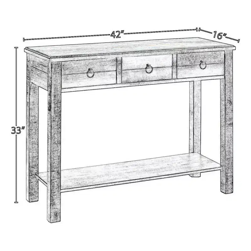 Console Table Royal Hampton, Chêne Antique et Bleu Sarcelle