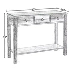 Console Table Royal Hampton, Chêne Antique et Bleu Sarcelle