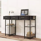 47 Petit Bureau d'Ordinateur, Bureau d'Écriture avec Tiroirs en Tissu, Bureau à Domicile avec Étagères Réglables