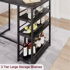 Ensemble Table et Chaises de Bar pour 2 Personnes, Table de Bar Compacte 3 Pièces avec 2 Tabourets Rembourrés en PU, 3 Étagères de Rangement, Ensemble de Salle à Manger Moderne Peu Encombrant