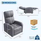 Fauteuil inclinable pour adultes, fauteuil de lecture rembourré avec poche latérale, canapé simple réglable, siège de cinéma maison pour salon