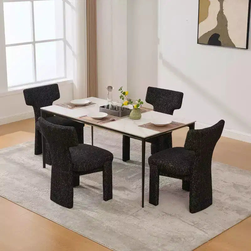 Lot de 4 chaises de salle à manger modernes rembourrées avec pieds en bois, chaises d'appoint élégantes sans accoudoirs pour salle à manger, cuisine ou salon-Panipeachy