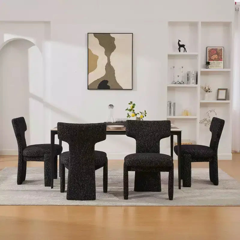 Lot de 4 chaises de salle à manger modernes rembourrées avec pieds en bois, chaises d'appoint élégantes sans accoudoirs pour salle à manger, cuisine ou salon-Panipeachy