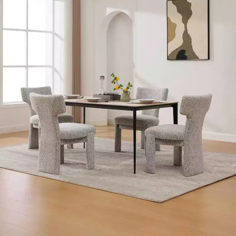 Lot de 4 chaises de salle à manger modernes rembourrées avec pieds en bois, chaises d'appoint élégantes sans accoudoirs pour salle à manger, cuisine ou salon-Panipeachy