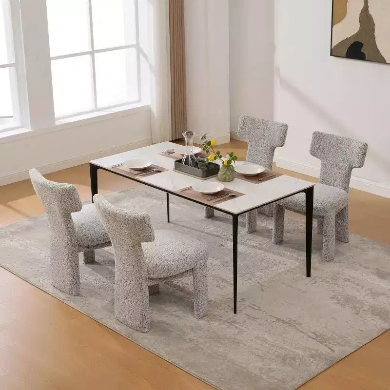 Lot de 4 chaises de salle à manger modernes rembourrées avec pieds en bois, chaises d'appoint élégantes sans accoudoirs pour salle à manger, cuisine ou salon-Panipeachy