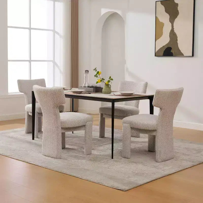 Lot de 4 chaises de salle à manger modernes rembourrées avec pieds en bois, chaises d'appoint élégantes sans accoudoirs pour salle à manger, cuisine ou salon-Panipeachy
