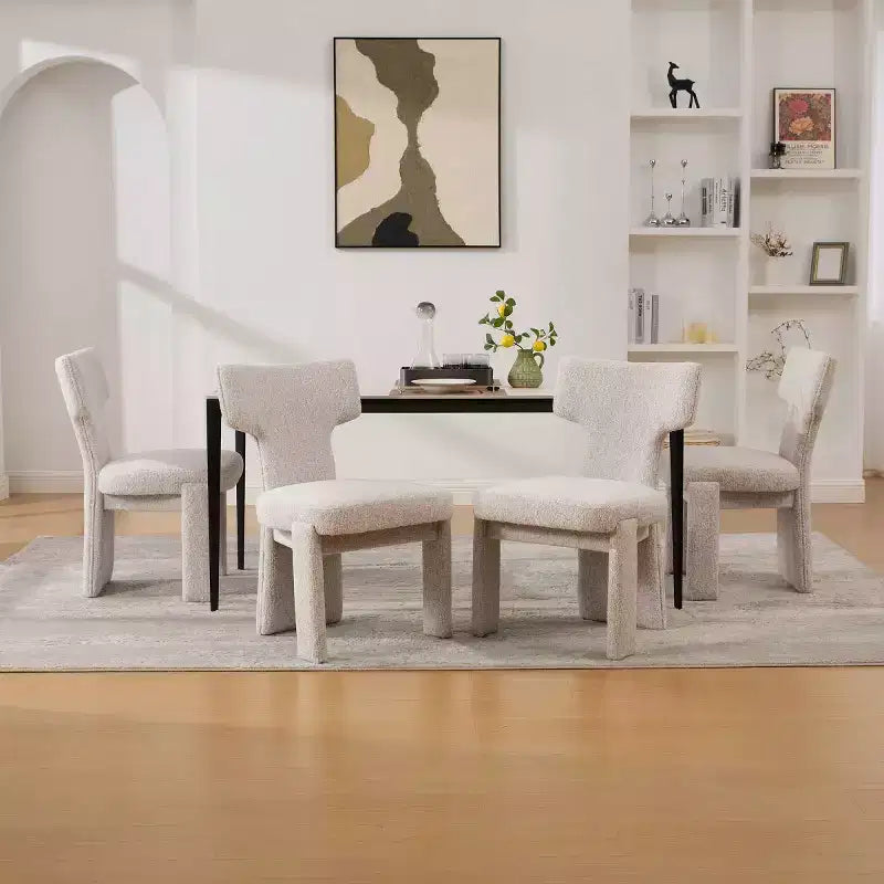 Lot de 4 chaises de salle à manger modernes rembourrées avec pieds en bois, chaises d'appoint élégantes sans accoudoirs pour salle à manger, cuisine ou salon-Panipeachy