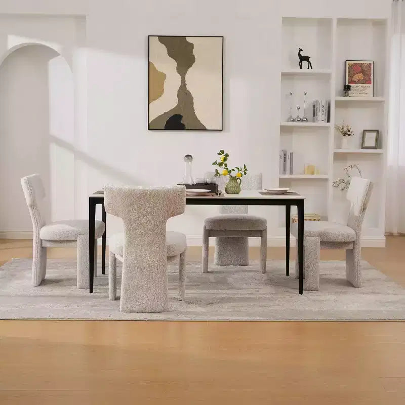 Set of 4 Modern Upholstered Dining Chairs with Wood Legs, Stylish Armless Accent Chairs for Dining Room, Kitchen, or Living Areas-Panipeachy