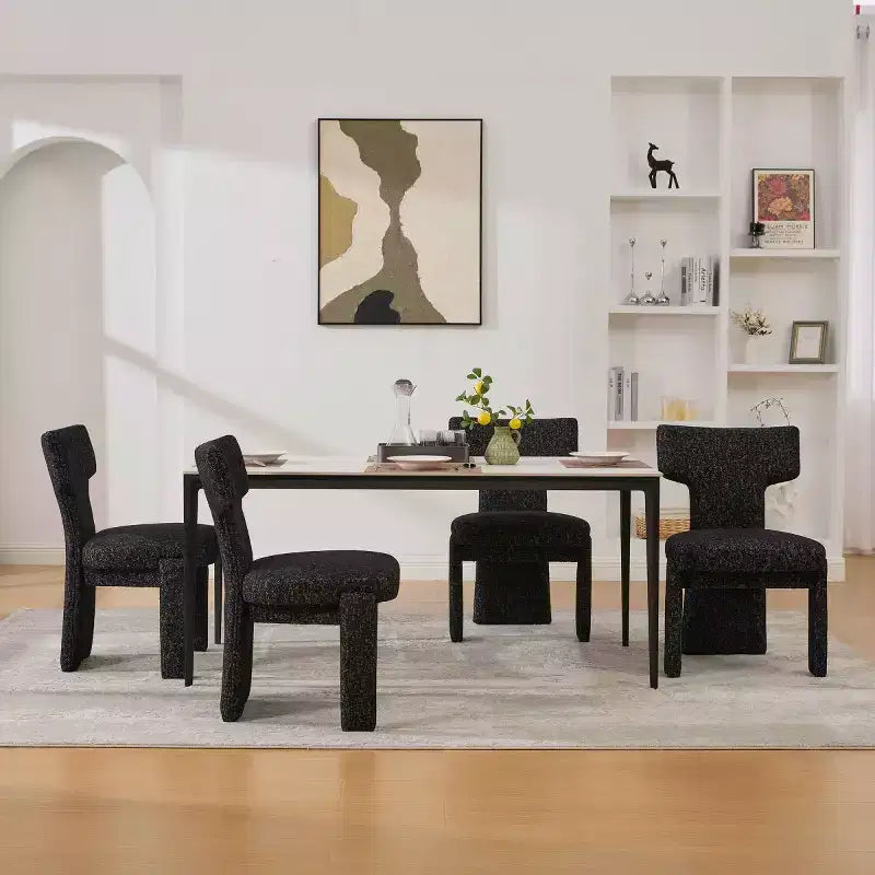 Lot de 4 chaises de salle à manger modernes rembourrées avec pieds en bois, chaises d'appoint élégantes sans accoudoirs pour salle à manger, cuisine ou salon-Panipeachy