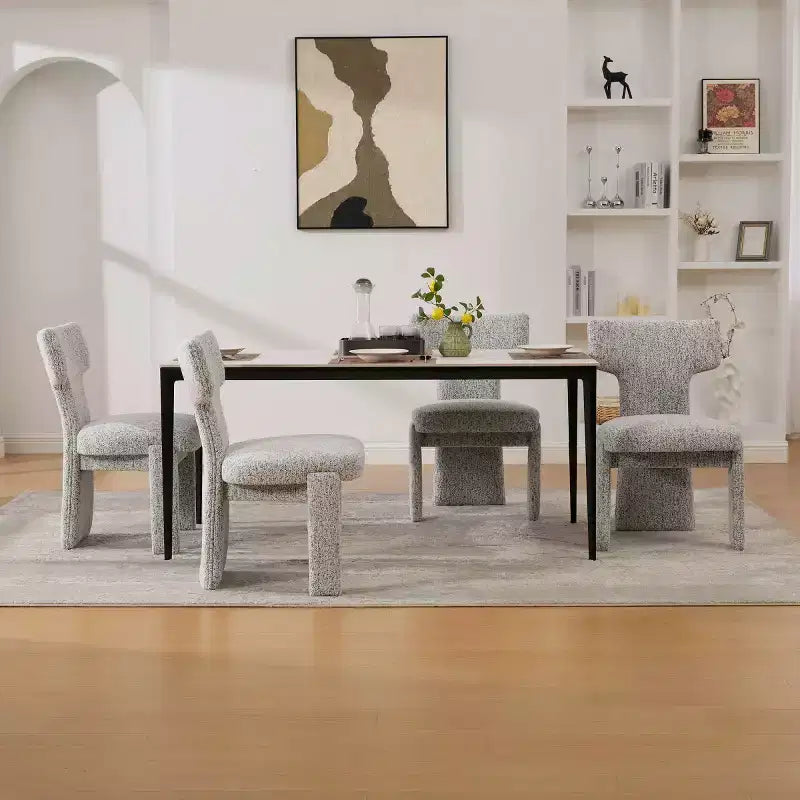 Lot de 4 chaises de salle à manger modernes rembourrées avec pieds en bois, chaises d'appoint élégantes sans accoudoirs pour salle à manger, cuisine ou salon-Panipeachy
