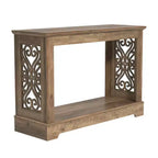 Console Galano avec panneaux latéraux découpés au laser en chêne noueux, 42,1 L x 14,8 P x 29,1 H