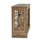 Console Galano avec panneaux latéraux découpés au laser en chêne noueux, 42,1 L x 14,8 P x 29,1 H