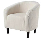 Accent Barrel Chair Corduroy Club Chair Elegant Armchair Cozy Backrest for Living Room Bedroom Reception Room Office(Beige)