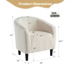 Fauteuil club en velours côtelé Accent Barrel, fauteuil élégant avec dossier confortable pour le salon, la chambre, la salle de réception, le bureau (beige)