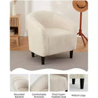 Fauteuil club en velours côtelé Accent Barrel, fauteuil élégant avec dossier confortable pour le salon, la chambre, la salle de réception, le bureau (beige)