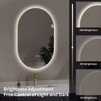 Miroir de courtoisie de salle de bain mural intelligent avec écran tactile LED, anti-buée, 48 x 30 pouces