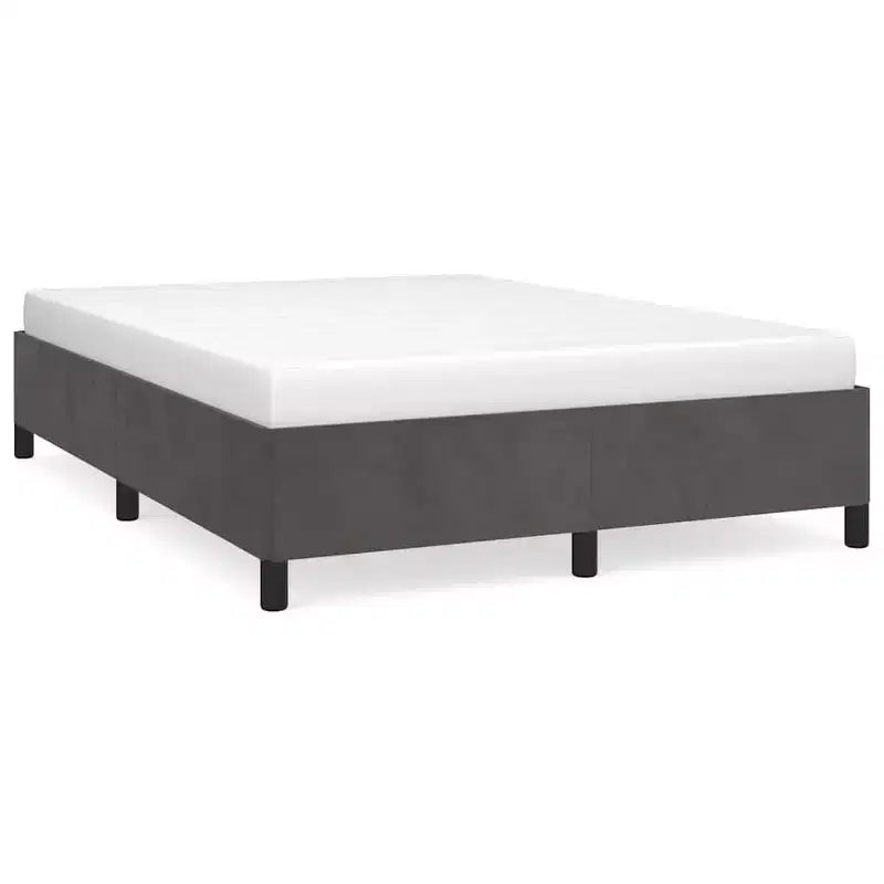 Cadre de lit Velours gris foncé (100 % polyester), Contreplaqué, Bois d'ingénierie