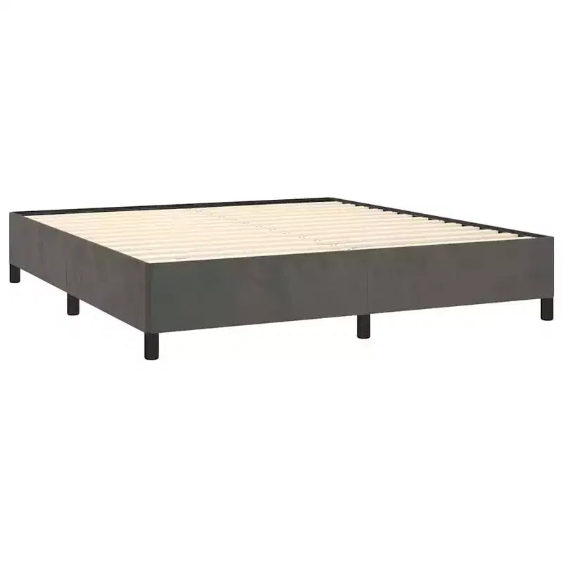 Cadre de lit Velours gris foncé (100 % polyester), Contreplaqué, Bois d'ingénierie