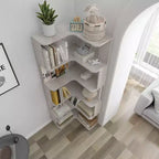 Étagère d'angle en forme de L à 6 niveaux Okak, bibliothèque d'affichage en bois avec dispositif anti-basculement pour bureau à domicile, étude