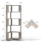 Étagère d'angle en forme de L à 6 niveaux Okak, bibliothèque d'affichage en bois avec dispositif anti-basculement pour bureau à domicile, étude